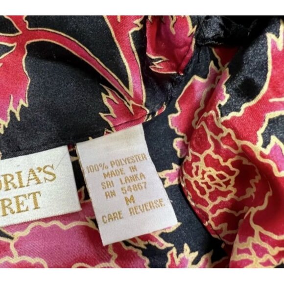 Victoria's Secret Pajama Shirt Red Black Floral Button Up Size Medium - Picture 7 of 8
